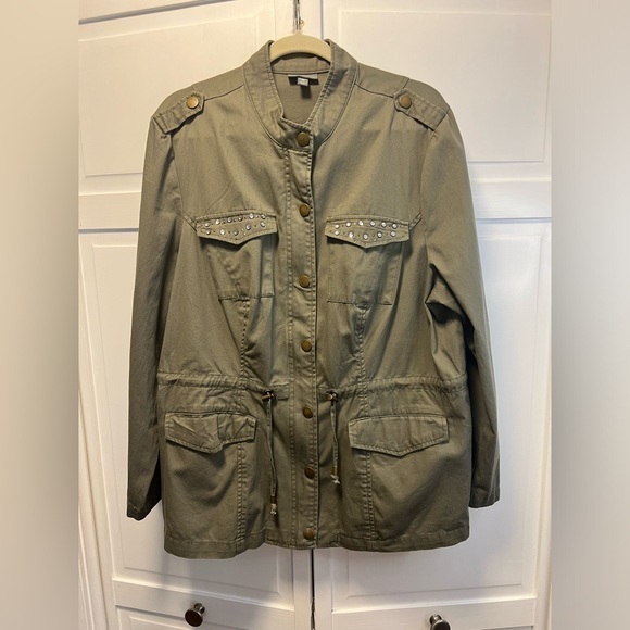 Roz & Ali Cargo Utility Military Jacket With Bling Pockets Size Women’s 2X - Picture 1 of 10